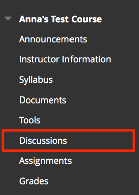 click discussions on the course menu to access discussions